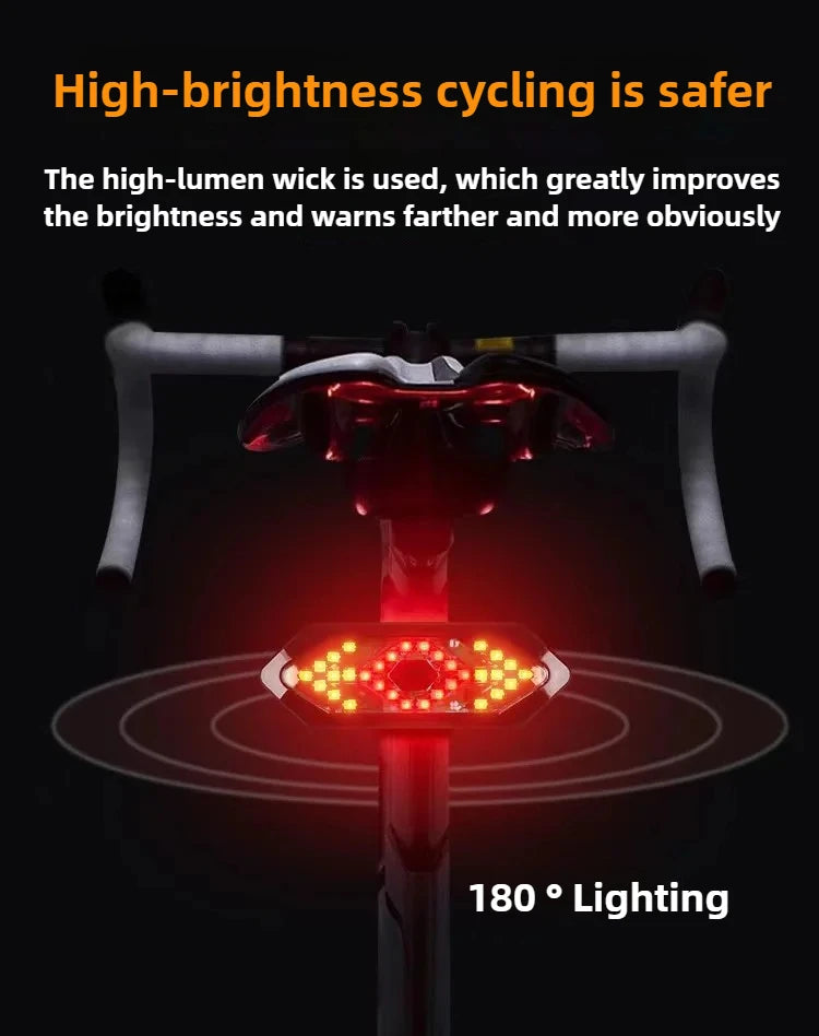 Bike Turn Signal Rear Light Wireless LED USB Rechargeable Tail Lamp Remote Control Warning Light for Bicycle Safety Accessories