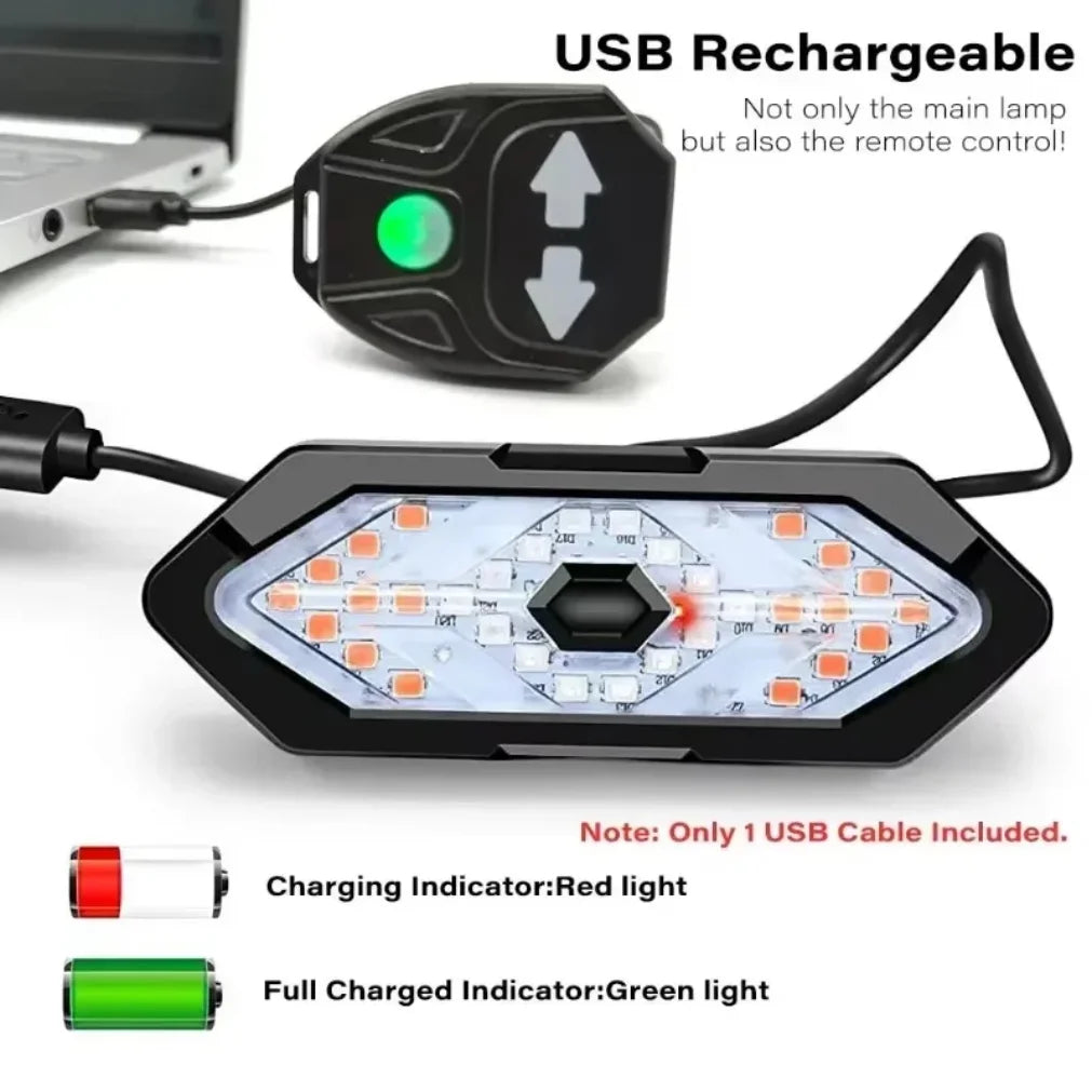 Bike Turn Signal Rear Light Wireless LED USB Rechargeable Tail Lamp Remote Control Warning Light for Bicycle Safety Accessories