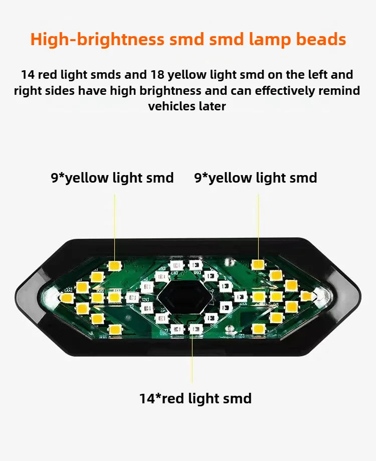 Bike Turn Signal Rear Light Wireless LED USB Rechargeable Tail Lamp Remote Control Warning Light for Bicycle Safety Accessories