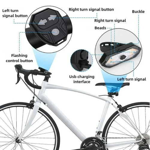 Bike Turn Signal Rear Light Wireless LED USB Rechargeable Tail Lamp Remote Control Warning Light for Bicycle Safety Accessories