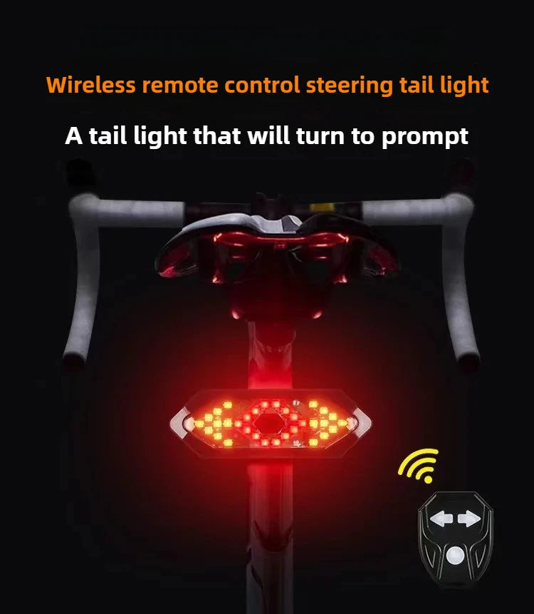 Bike Turn Signal Rear Light Wireless LED USB Rechargeable Tail Lamp Remote Control Warning Light for Bicycle Safety Accessories