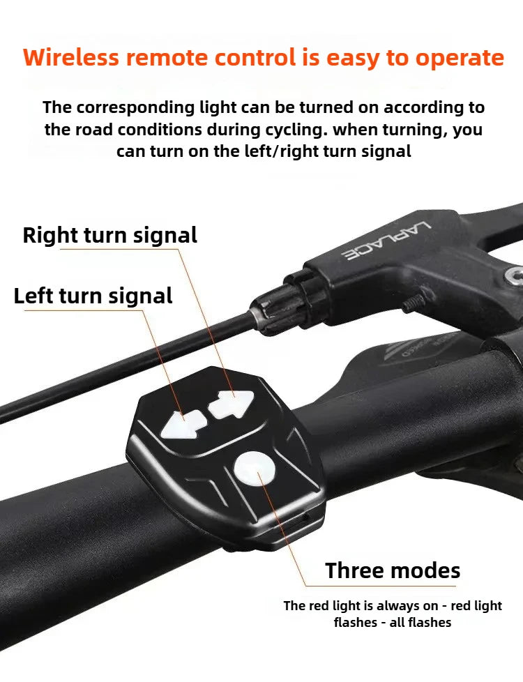 Bike Turn Signal Rear Light Wireless LED USB Rechargeable Tail Lamp Remote Control Warning Light for Bicycle Safety Accessories