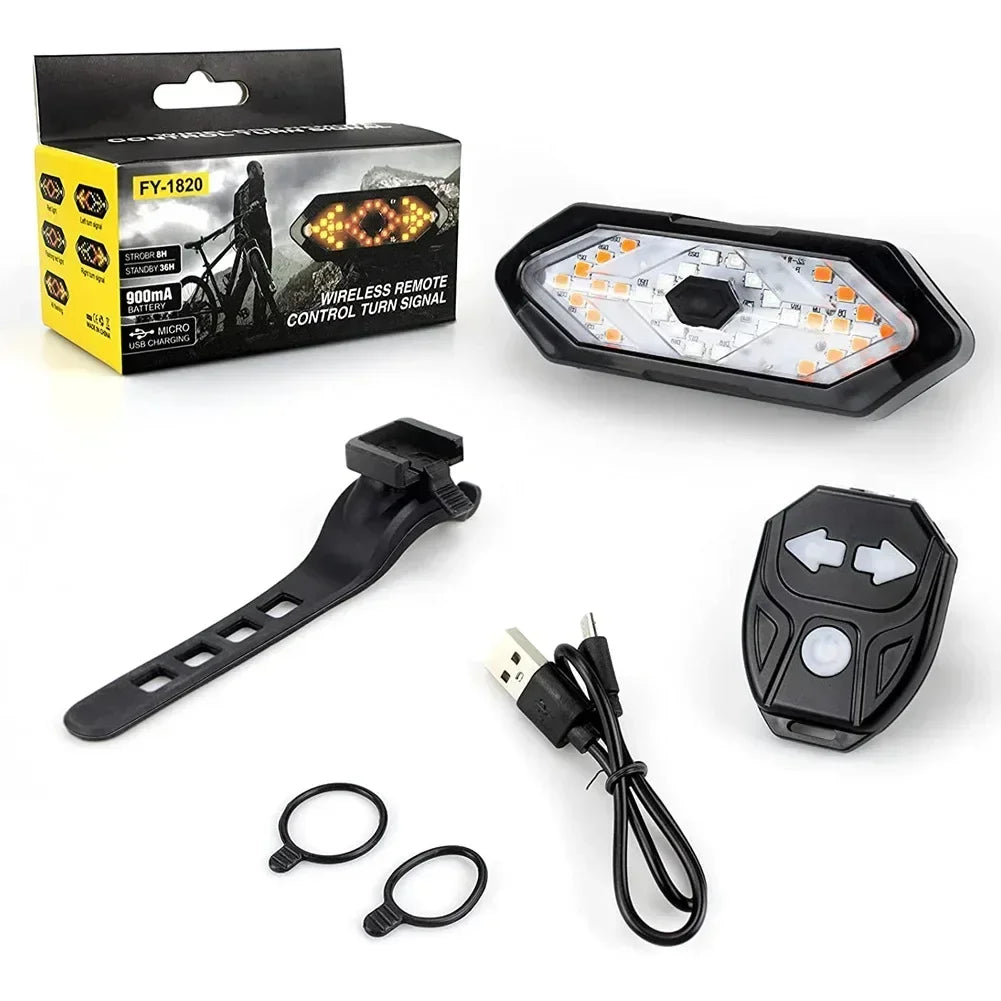 Bike Turn Signal Rear Light Wireless LED USB Rechargeable Tail Lamp Remote Control Warning Light for Bicycle Safety Accessories